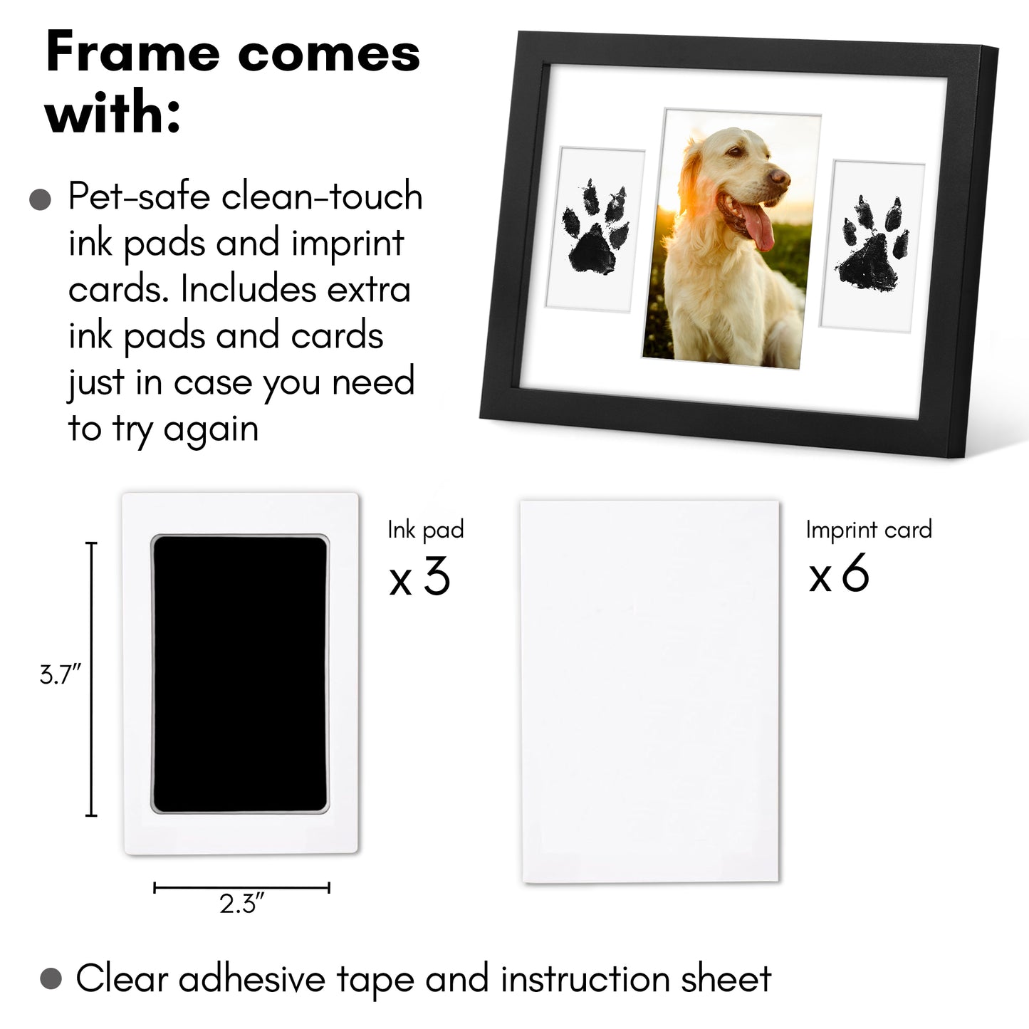 9x12 | Inkless Print Frame Kit  | 3-Opening Mat | Mess-Free Ink - Americanflat