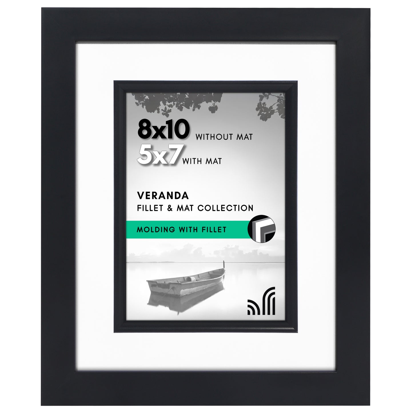 Veranda Picture Frame | Fillet Accent | Mat Included | Shatter-Resistant - Americanflat
