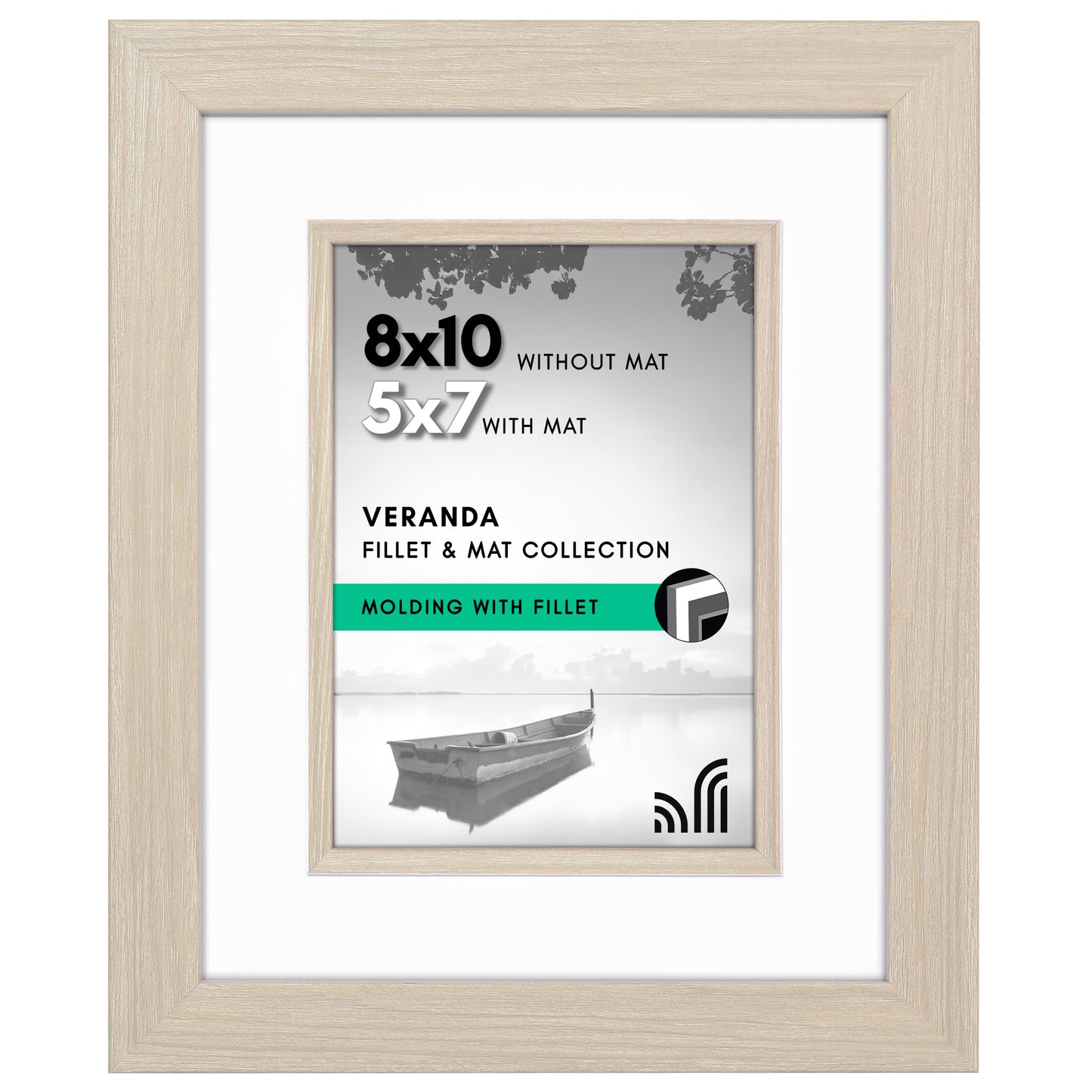 Veranda Picture Frame | Fillet Accent | Mat Included | Shatter-Resistant - Americanflat