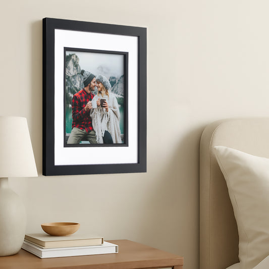 Americanflat Picture Frame With Shatter-Resistant Glass | Decorative Inner Mat Accent | Gallery-Style