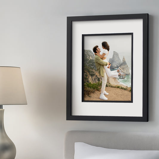 Americanflat Picture Frame With Polished Plexiglass | Decorative Inner Mat Accent | Classic Molding