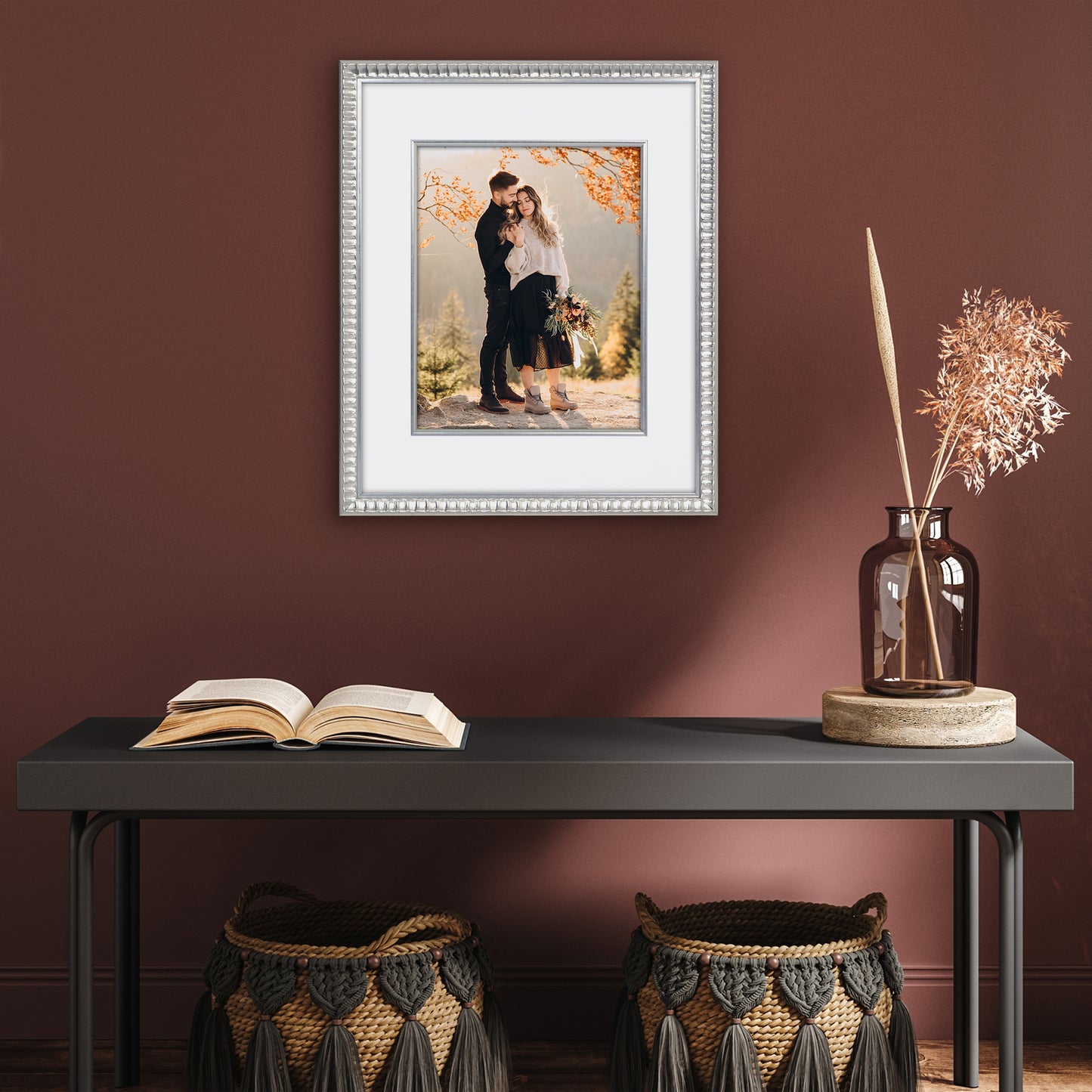 16x20 | Veranda Picture Frame | Fillet Accent | Acrylic Glazing | White Mat Fits 11x14 - Americanflat
