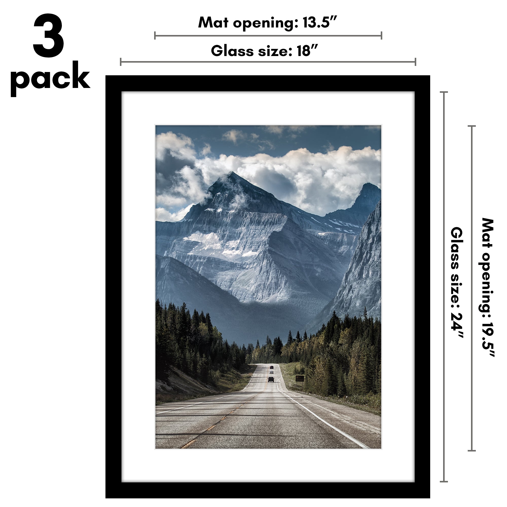 Americanflat | Black Picture Frames | Shatter-Resistant Glass | 3 Pack