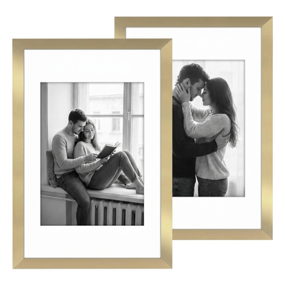 Galleria Matted Picture Frame — 8x12 with 6x8 mat / Gold / 2 Pack