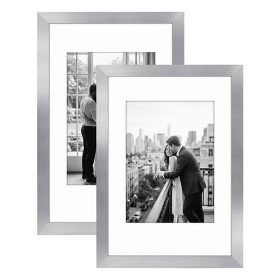 Galleria Matted Picture Frame — 9x12 with 6x8 mat / Silver / 2 Pack