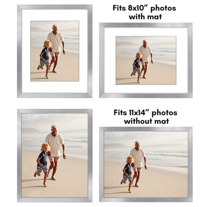 11x14 Picture Frame with Polished Plexiglass - Set of 5 - Use as 8x10 Frame with Mat or 11x14 Frame Without Mat