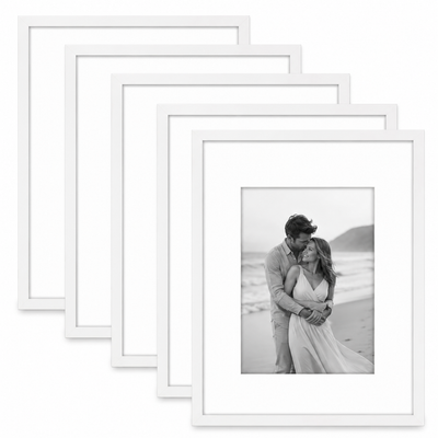Galleria Matted Picture Frame — 11x14 with 8x11 Mat / White / 5 Pack