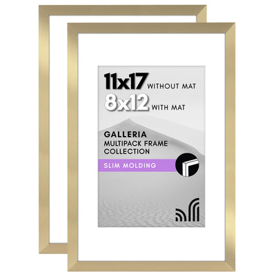 Galleria Matted Picture Frame — 11x17 with 8x12 mat / Gold / 2 Pack