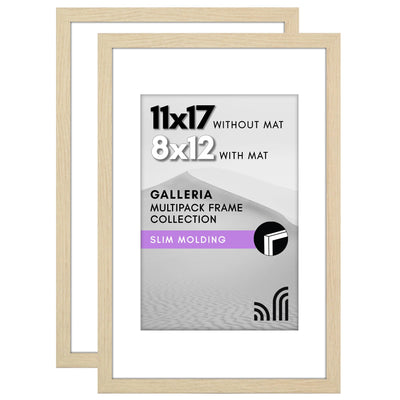 Galleria Matted Picture Frame — 11x17 with 8x12 mat / Natural Oak / 2 Pack