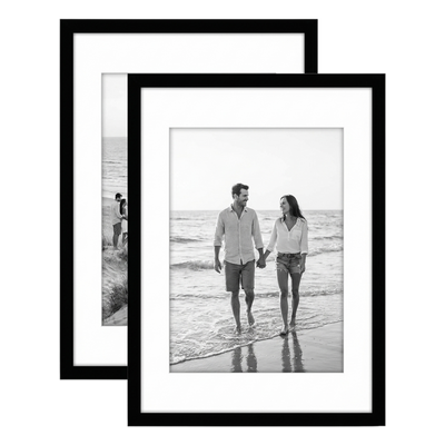Galleria Matted Picture Frame — 12x16 with 9x12 mat / Black / 2 Pack