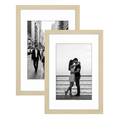 Galleria Matted Picture Frame — 12x16 with 9x12 mat / Natural Oak / 2 Pack