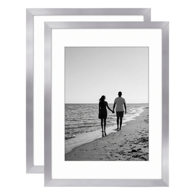 Galleria Matted Picture Frame — 12x16 with 9x12 mat / Silver / 2 Pack