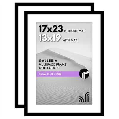 Galleria Matted Picture Frame — 17x23 with 13x19 mat / Black / 2 Pack
