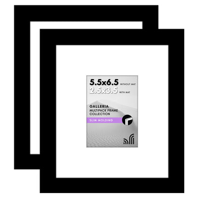 Galleria Matted Picture Frame — 5.5x6.5 with 2.5x3.5 mat / Black / 2 Pack