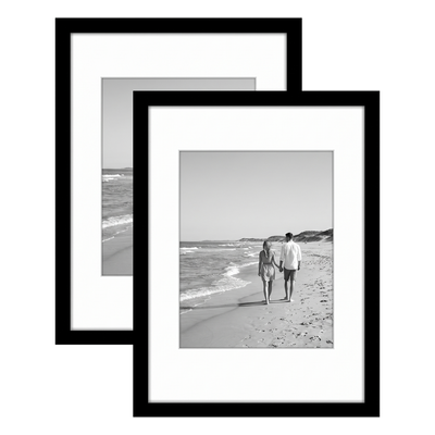 Galleria Matted Picture Frame — 6.5x8 with 3.5x5 mat / Black / 2 Pack