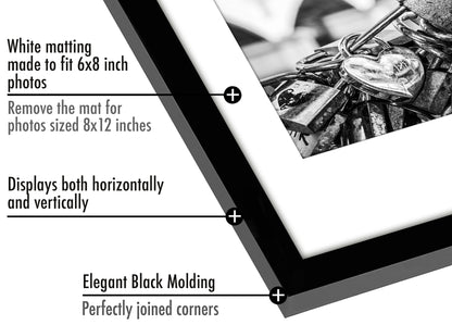 Americanflat | 8x12 | Picture Frame with Polished Plexiglass | Set of 5 | Use as 6x8 Frame with Mat or Display 8x12 Photo Without Mat | Galleria Collection | Picture Frames for Wall Display | Black