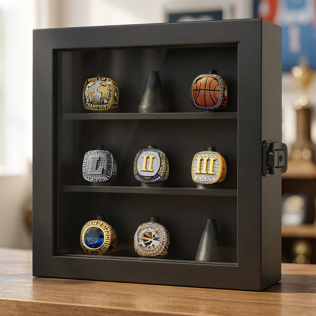 Championship Ring Display Case | Holds 3, 9, or 20 Rings | All-Star Collection