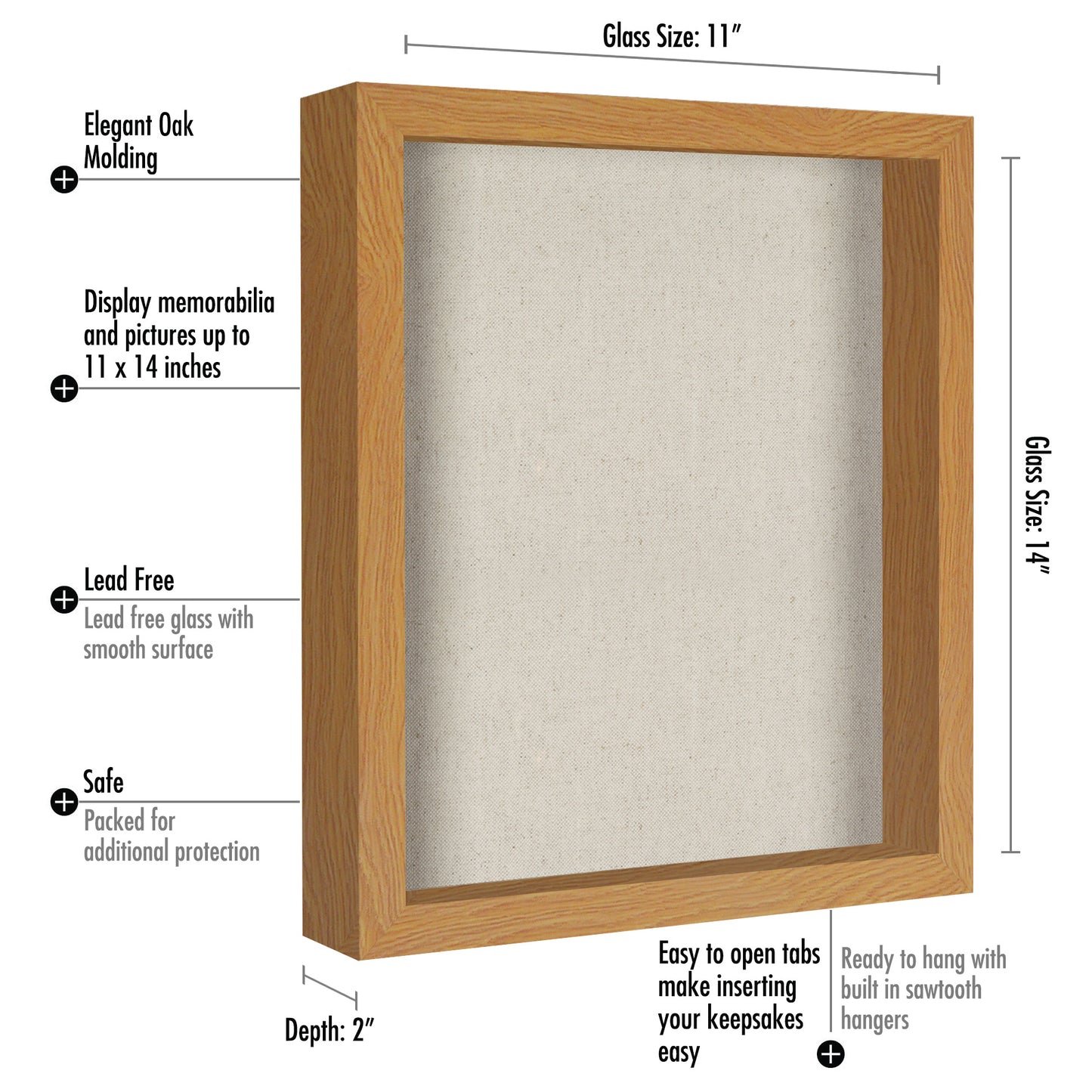 Shadow Box Frame | Shatter-Resistant Glass | Deep Display Box - Americanflat