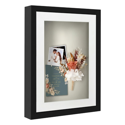 Silhouette Matted Keepsake Shadow Box — 12x16 / Black