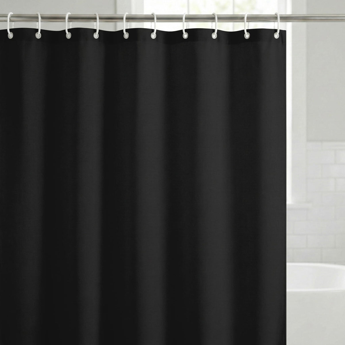 Shower Curtain 71x74, Water-Resistant, Hooks - Americanflat