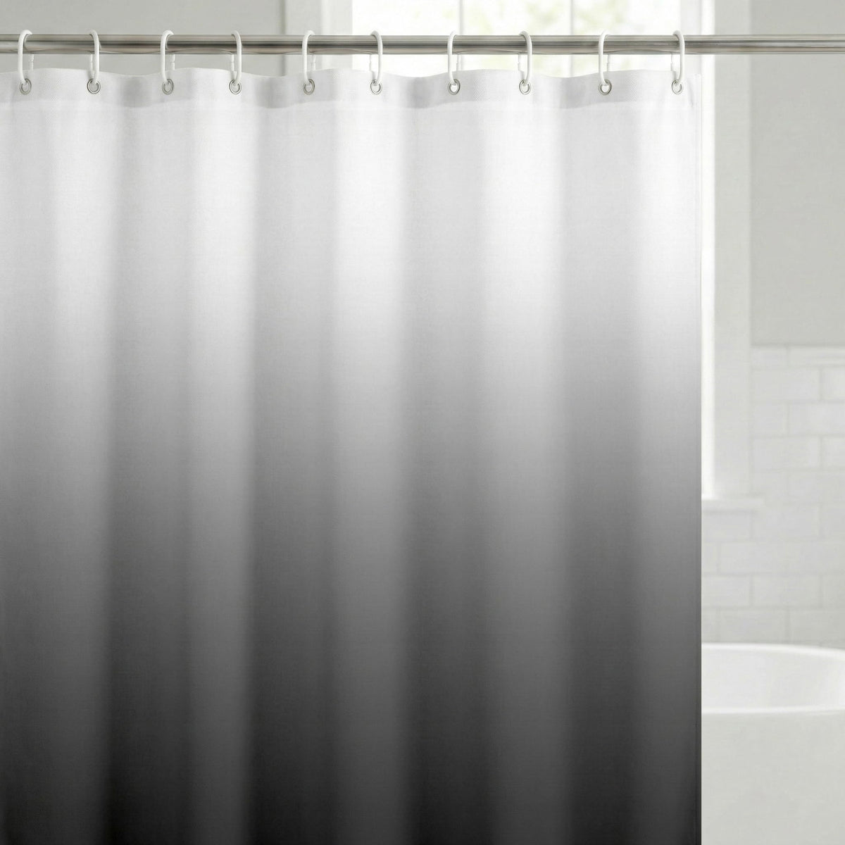 Shower Curtain 71x74, Water-Resistant, Hooks - Americanflat