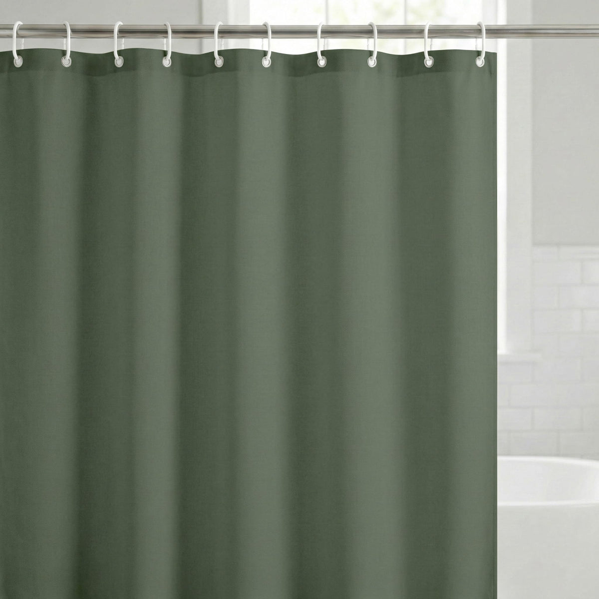 Shower Curtain 71x74, Water-Resistant, Hooks - Americanflat