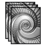 Three stacked black 16x20 Fusion frames all holding the same spiral staircase photo 