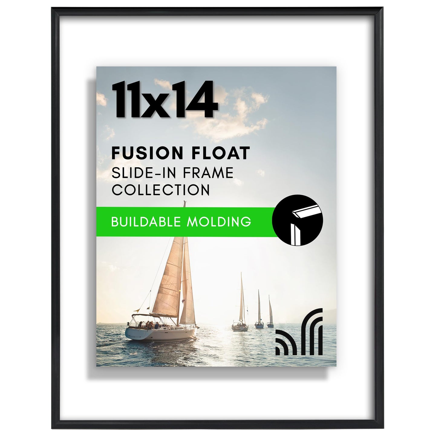 Floating Picture Frame | Slide-In Design | Shatter-Resistant Glass Front