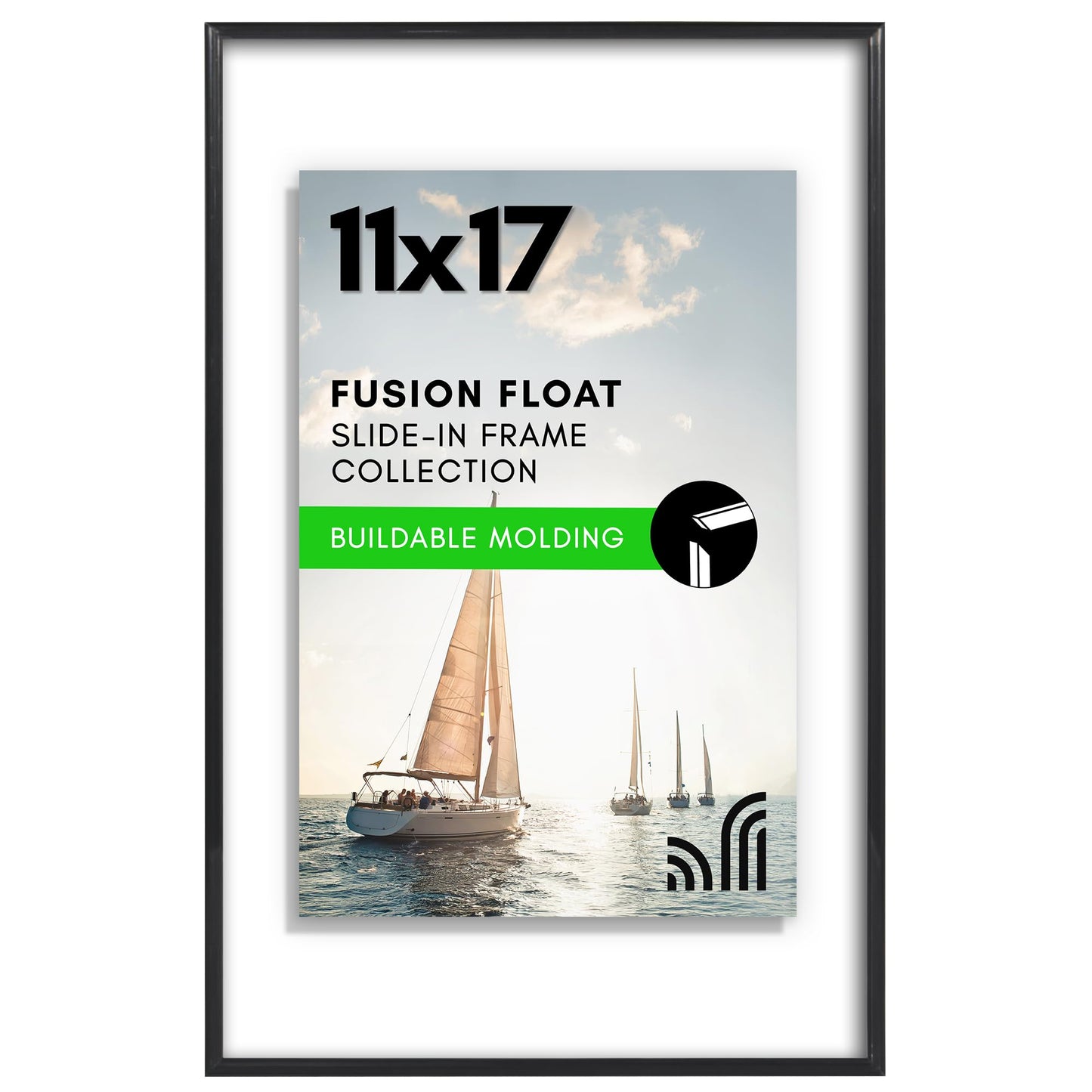 Floating Picture Frame | Slide-In Design | Shatter-Resistant Glass Front