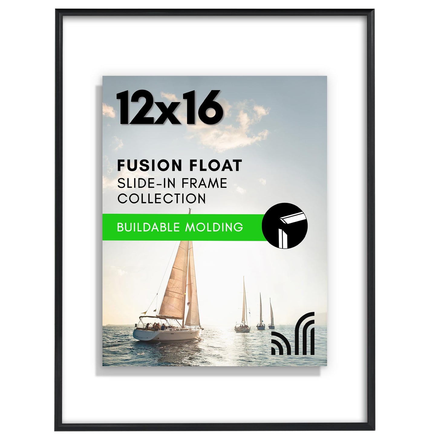 Floating Picture Frame | Slide-In Design | Shatter-Resistant Glass Front