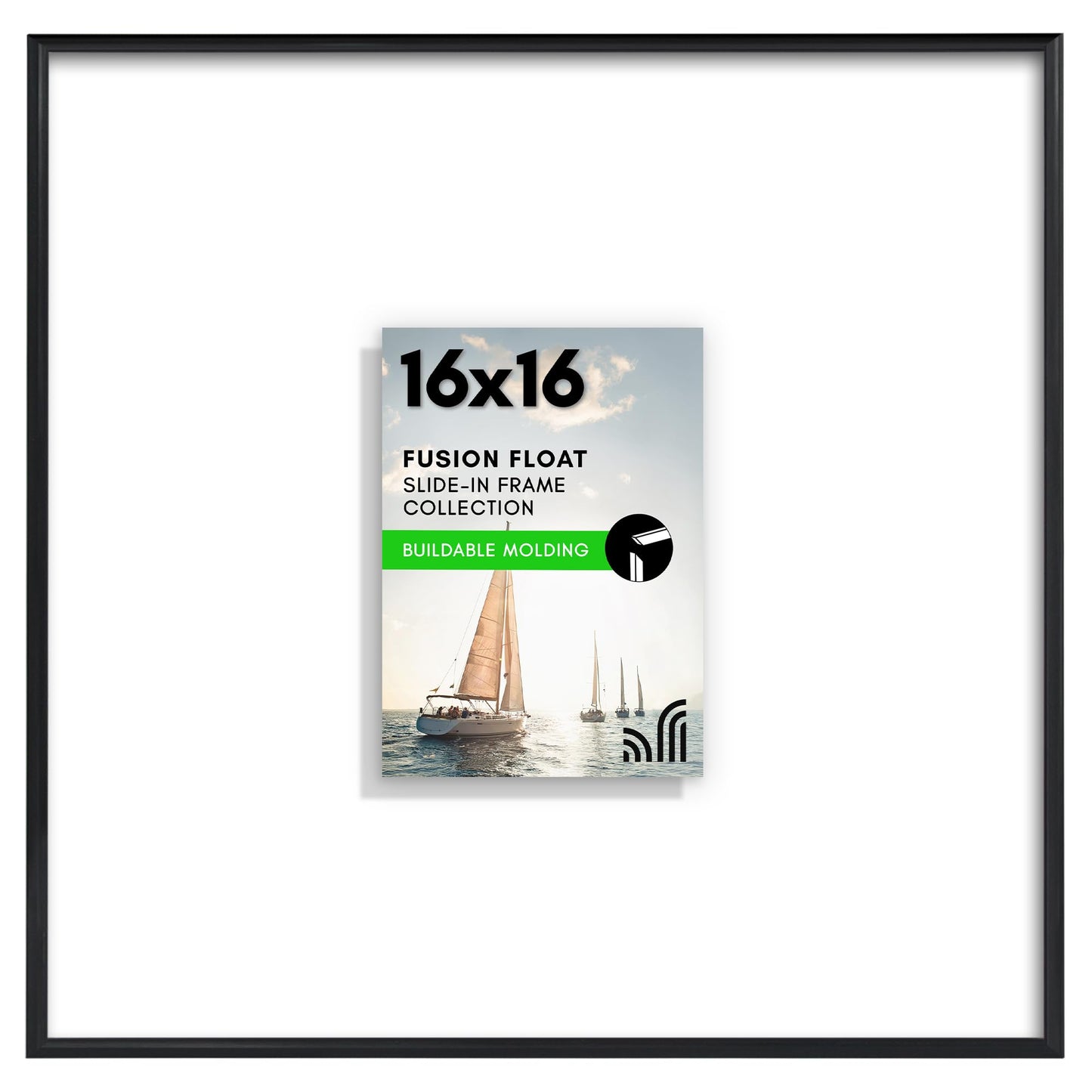 Floating Picture Frame | Slide-In Design | Shatter-Resistant Glass Front
