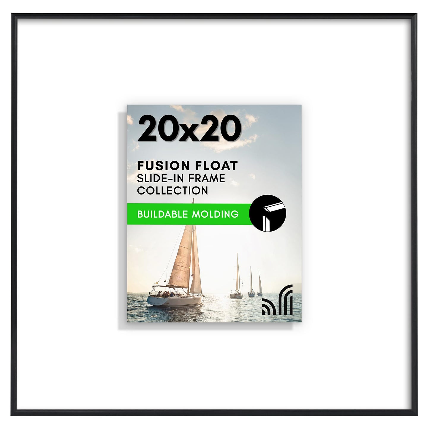 Floating Picture Frame | Slide-In Design | Shatter-Resistant Glass Front