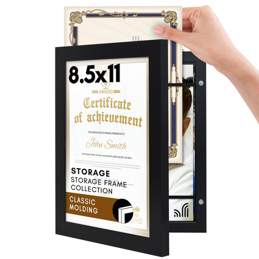 Storage Picture Frame | Quick Change Art Display | Front Opening | Internal Storage