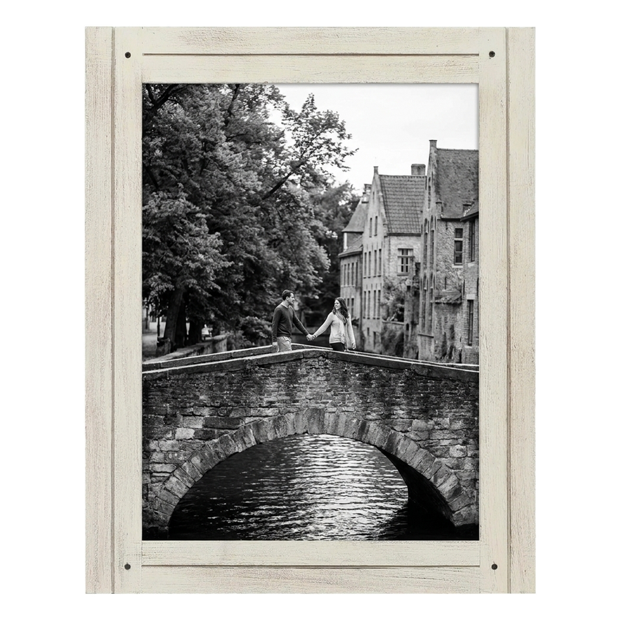 White distressed 11x14 Hampton frame, a stone bridge over a canal in an old town #flat