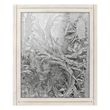 White distressed 16x20 Hampton frame, a close-up of frost patterns on glass 