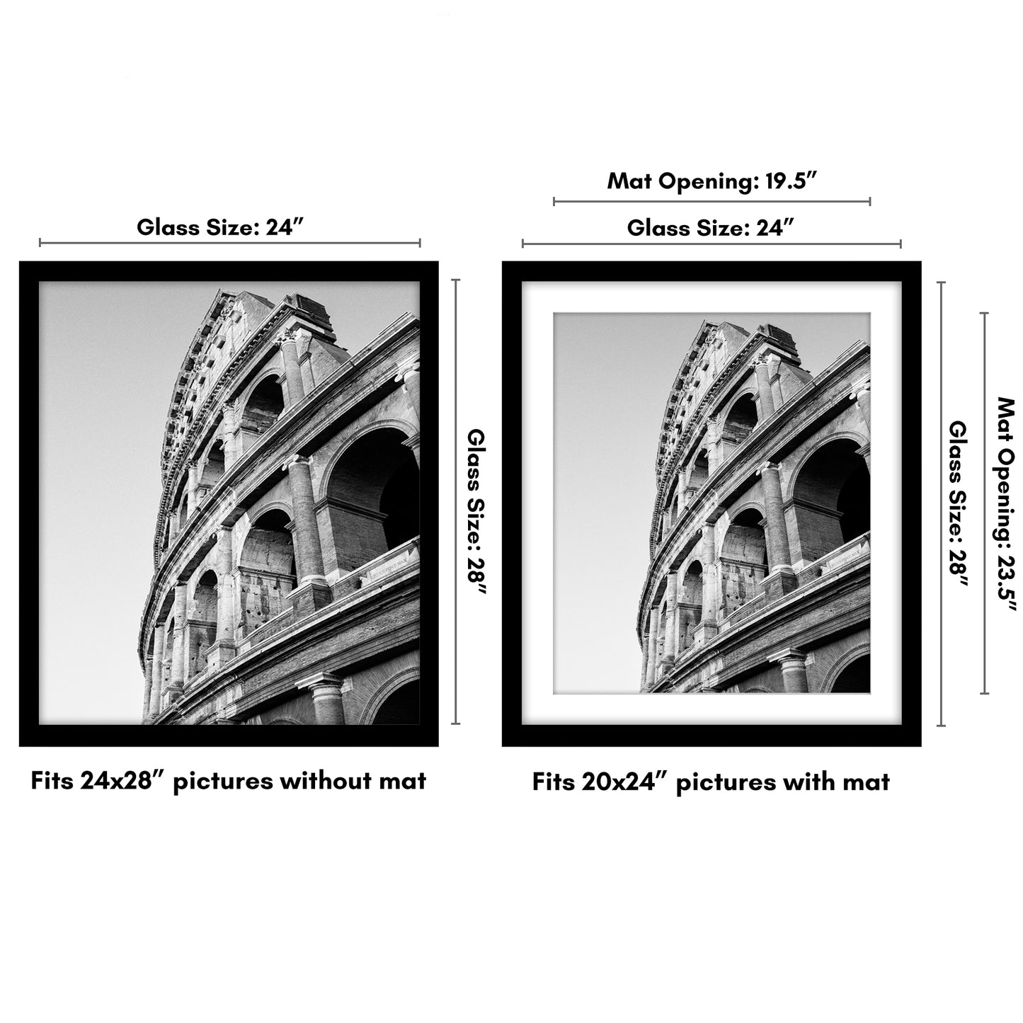 Black Picture Frame With Mat | Plexiglass Cover | Wall Display | Modern Design - Americanflat