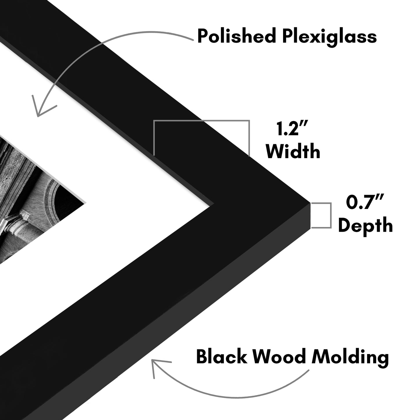 Black Picture Frame With Mat | Plexiglass Cover | Wall Display | Modern Design - Americanflat