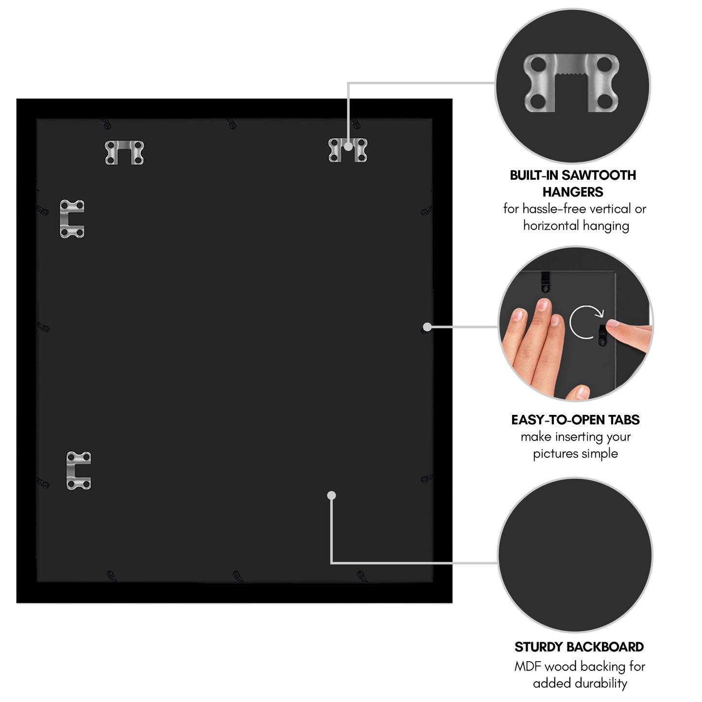 Black Picture Frame With Mat | Plexiglass Cover | Wall Display | Modern Design - Americanflat