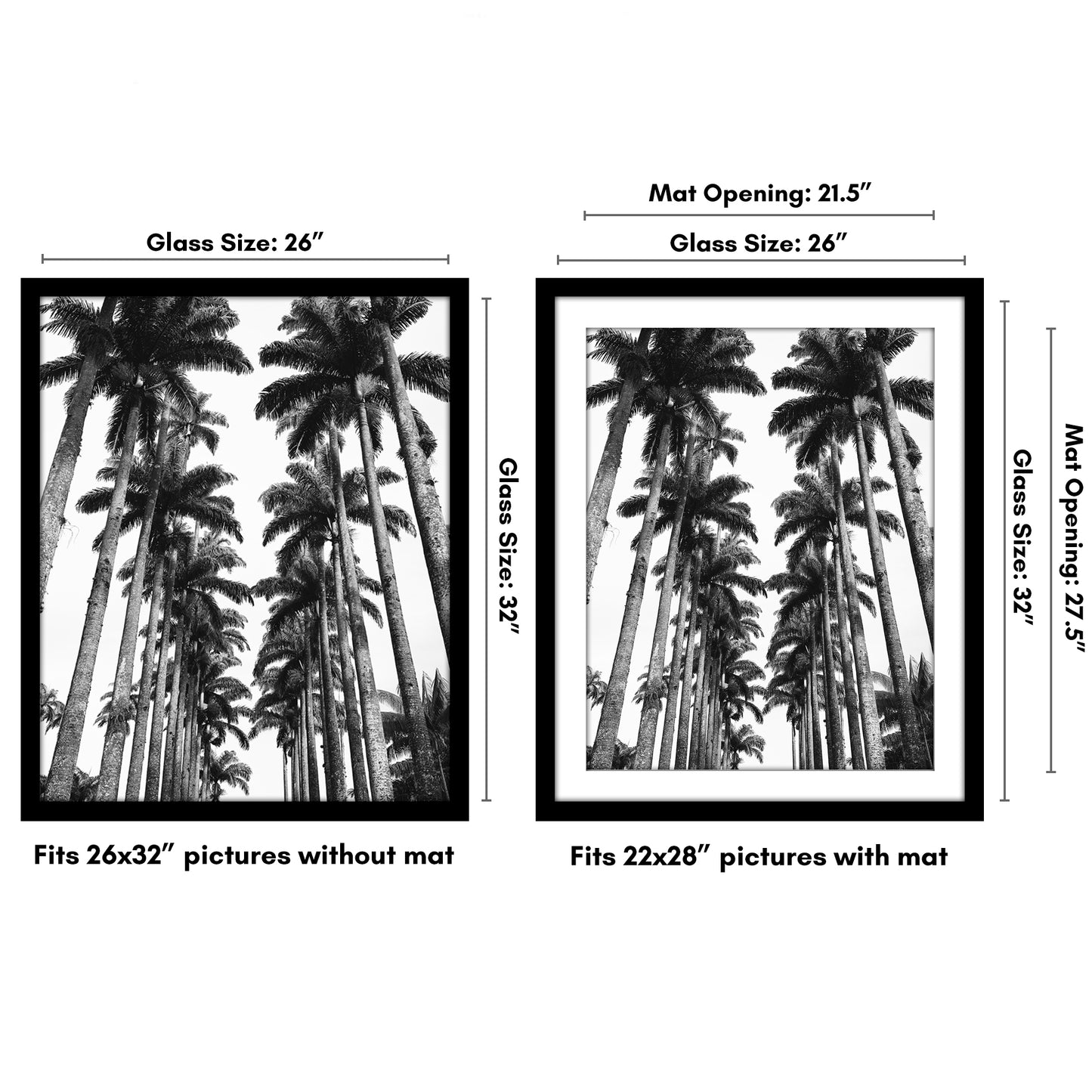 Black Picture Frame With Mat | Plexiglass Cover | Wall Display | Modern Design - Americanflat