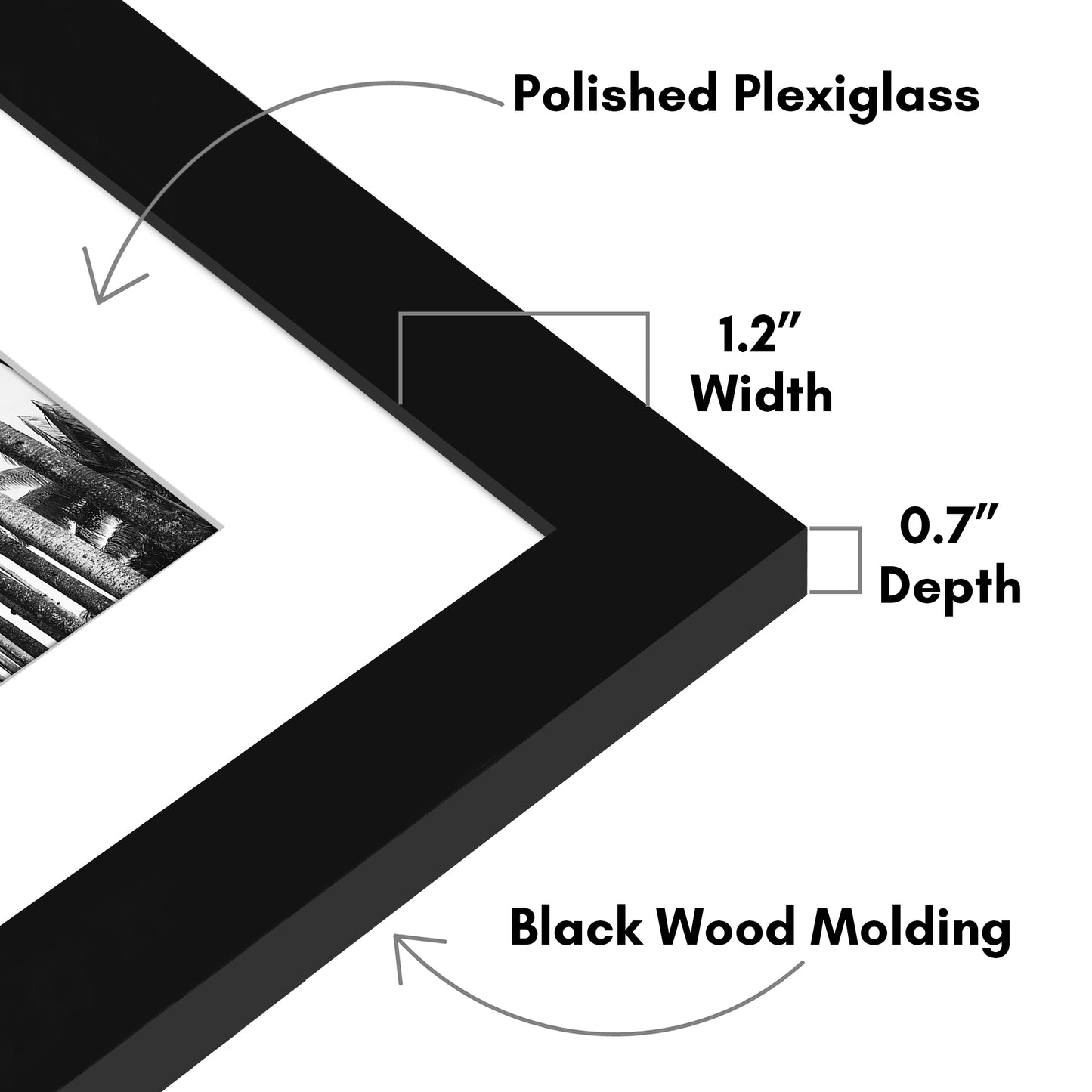 Black Picture Frame With Mat | Plexiglass Cover | Wall Display | Modern Design - Americanflat