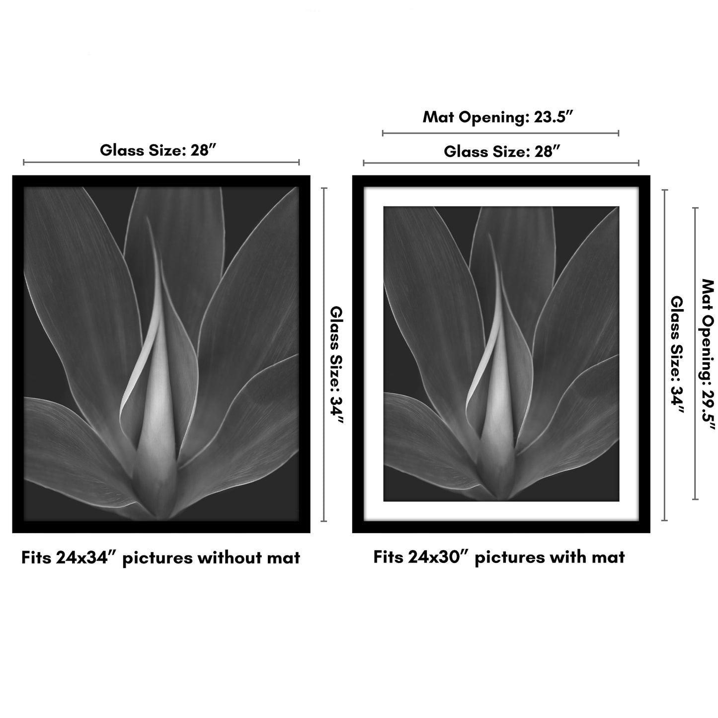 Black Picture Frame With Mat | Plexiglass Cover | Wall Display | Modern Design - Americanflat