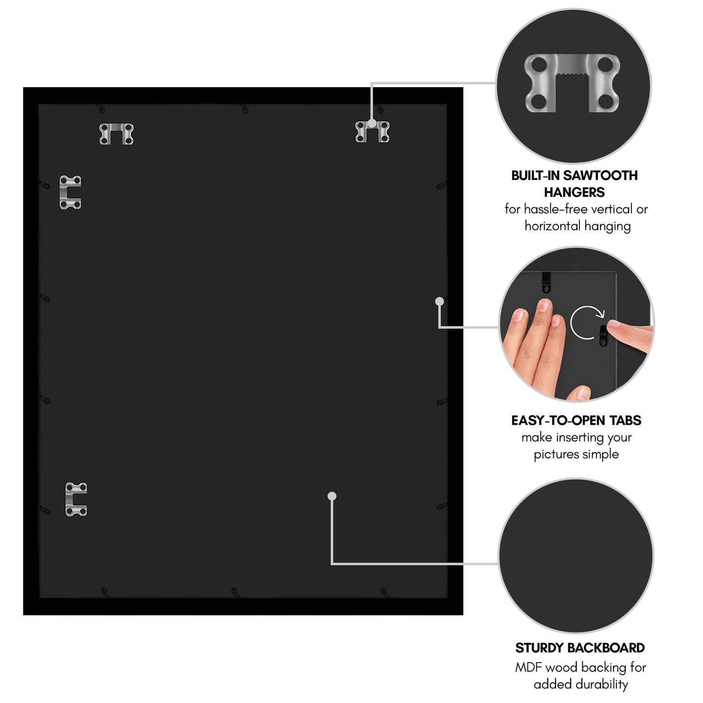 Black Picture Frame With Mat | Plexiglass Cover | Wall Display | Modern Design - Americanflat