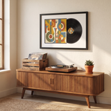 Record album display frame lifestyle music room console