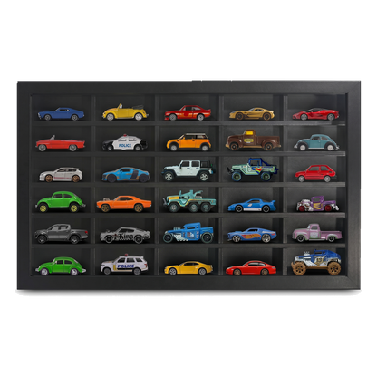Toy Car Display Case with 30 cars