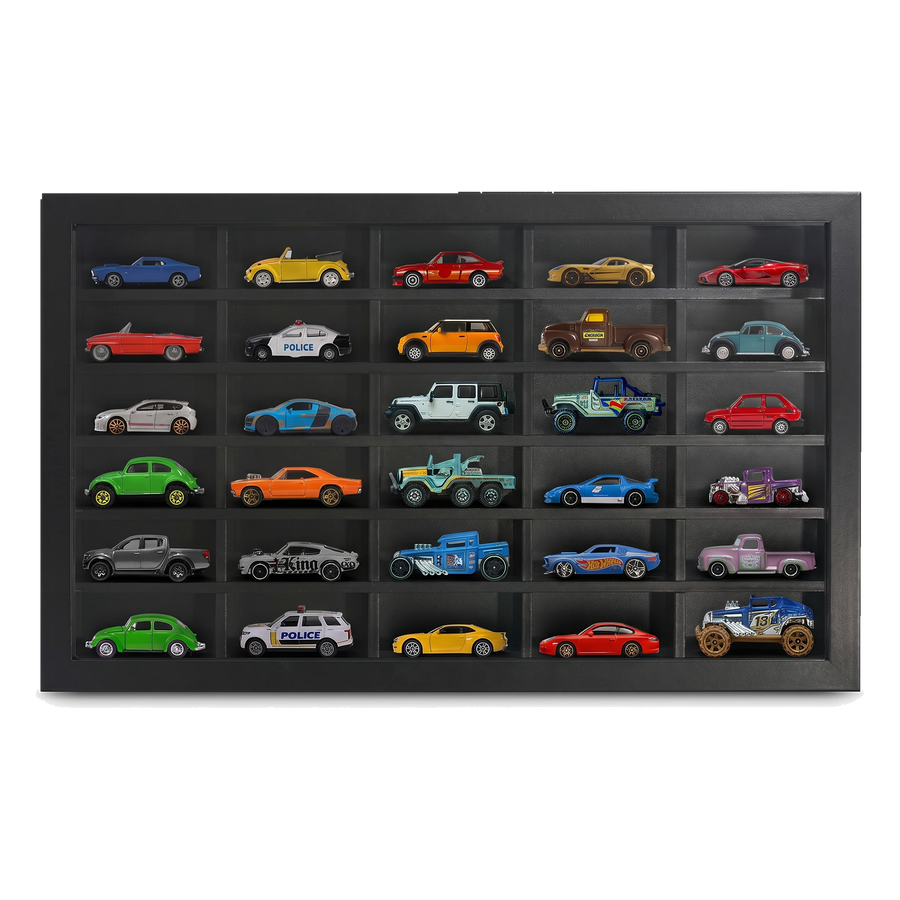 Toy Car Display Case with 30 cars