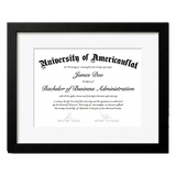 Black frame white mat white document on transparent