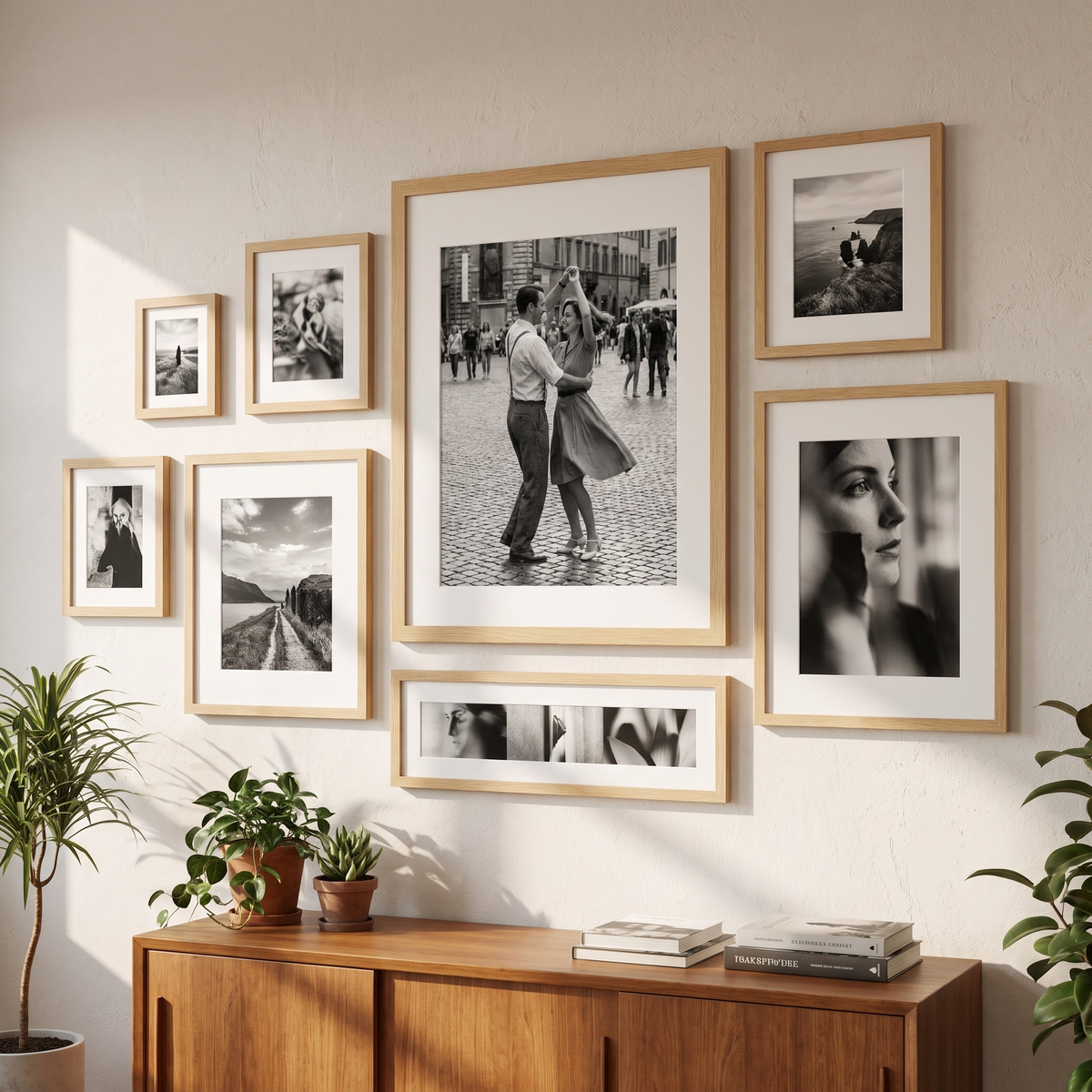 Hudson Warm Oak Gallery Wall — Natural Oak · 7 Frames