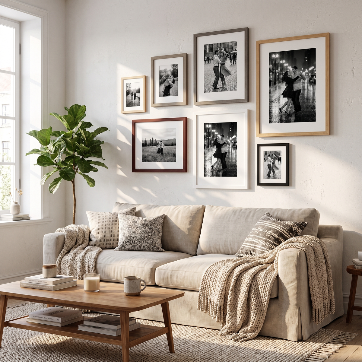 Warm Eclectic Gallery Wall — Wood Mix · 7 Frames
