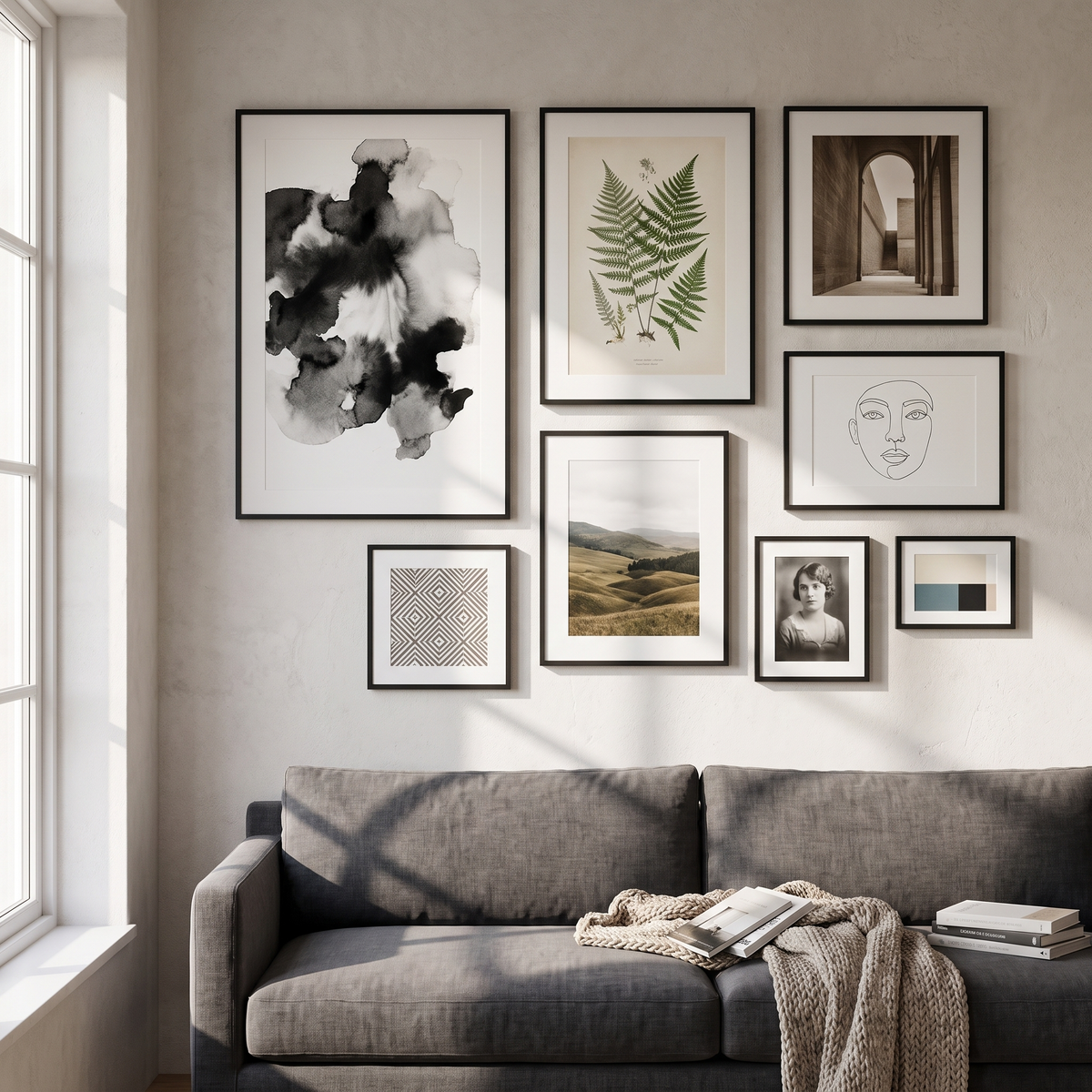 Streamline Modern Salon — Black · 8 Frames