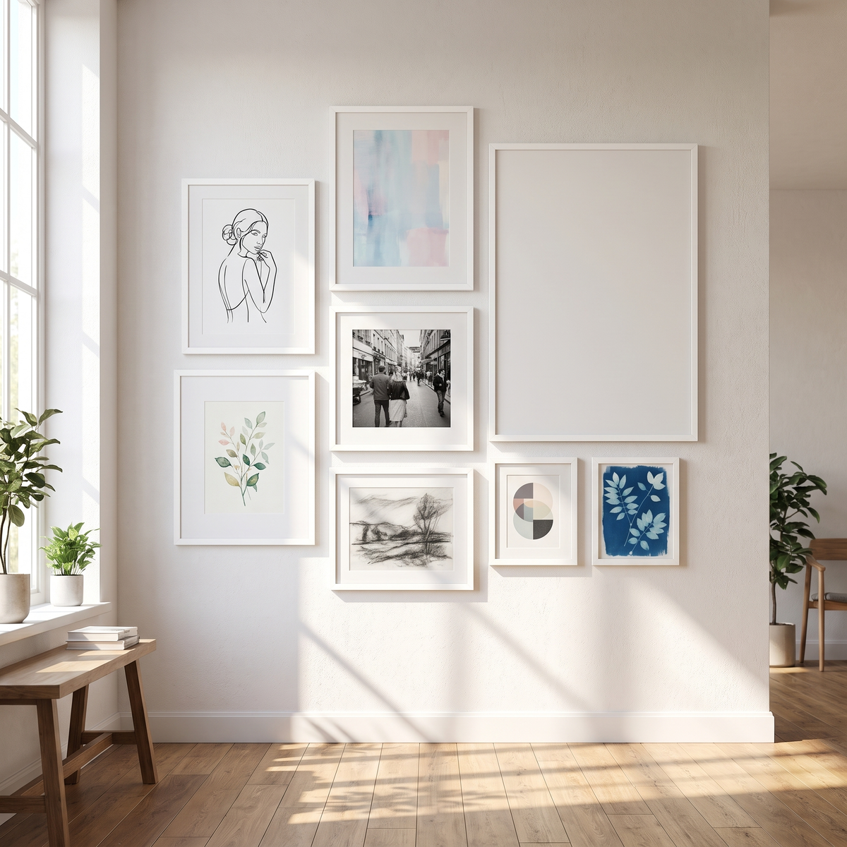 Streamline Minimal Gallery — White · 7 Frames